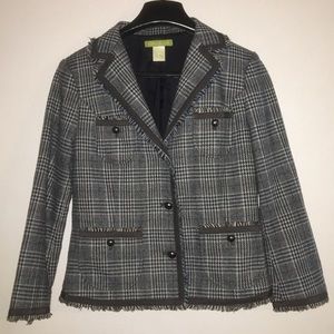 Ladies Sigrid Olsen Black Plaid Blazer Size 2